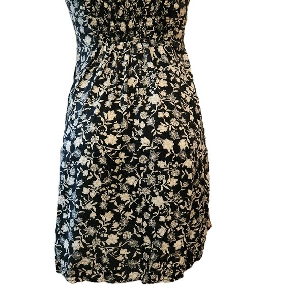 ❤️ 4/$20 Old Navy dress Women's XS Black ivory floral Sleeveless summer flare - Picture 10 of 13
